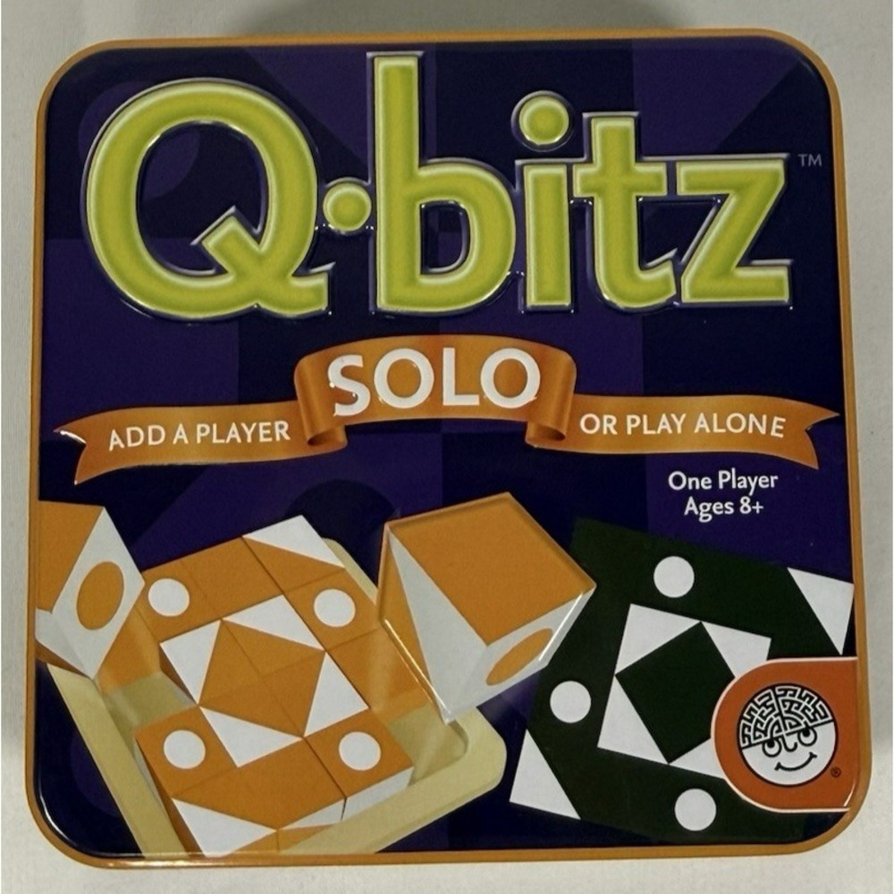 MindWare Q-bitz Solo Puzzle Game Kids Ages 8+ Orange Visual Dexterity Cubed Tin
